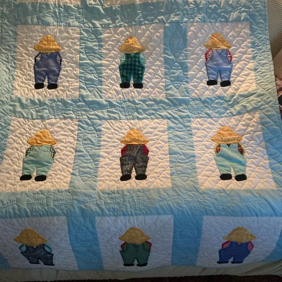 Handmade Quilt with Farmer Appliqué - Picture 1 of 3